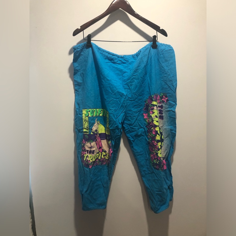 Blue Graphic Surf-Print Bottoms